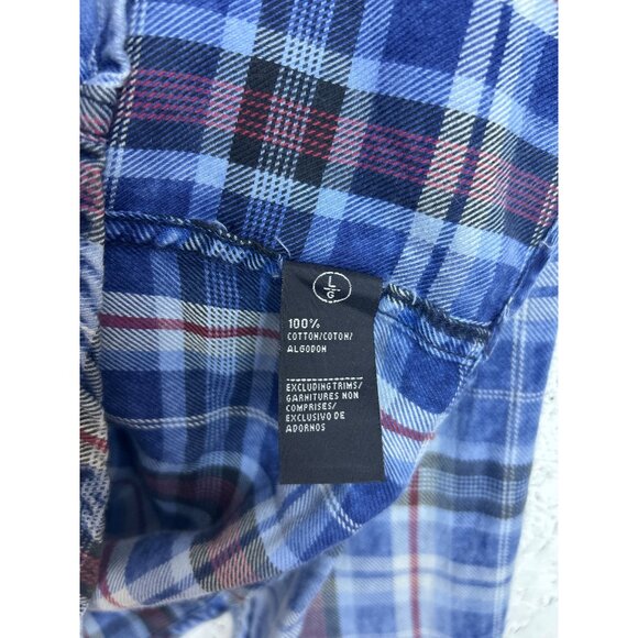 Buffalo David Bitton Men’s L Blue Plaid Long Sleeve Pearl Snap Lightweight - Picture 7 of 11